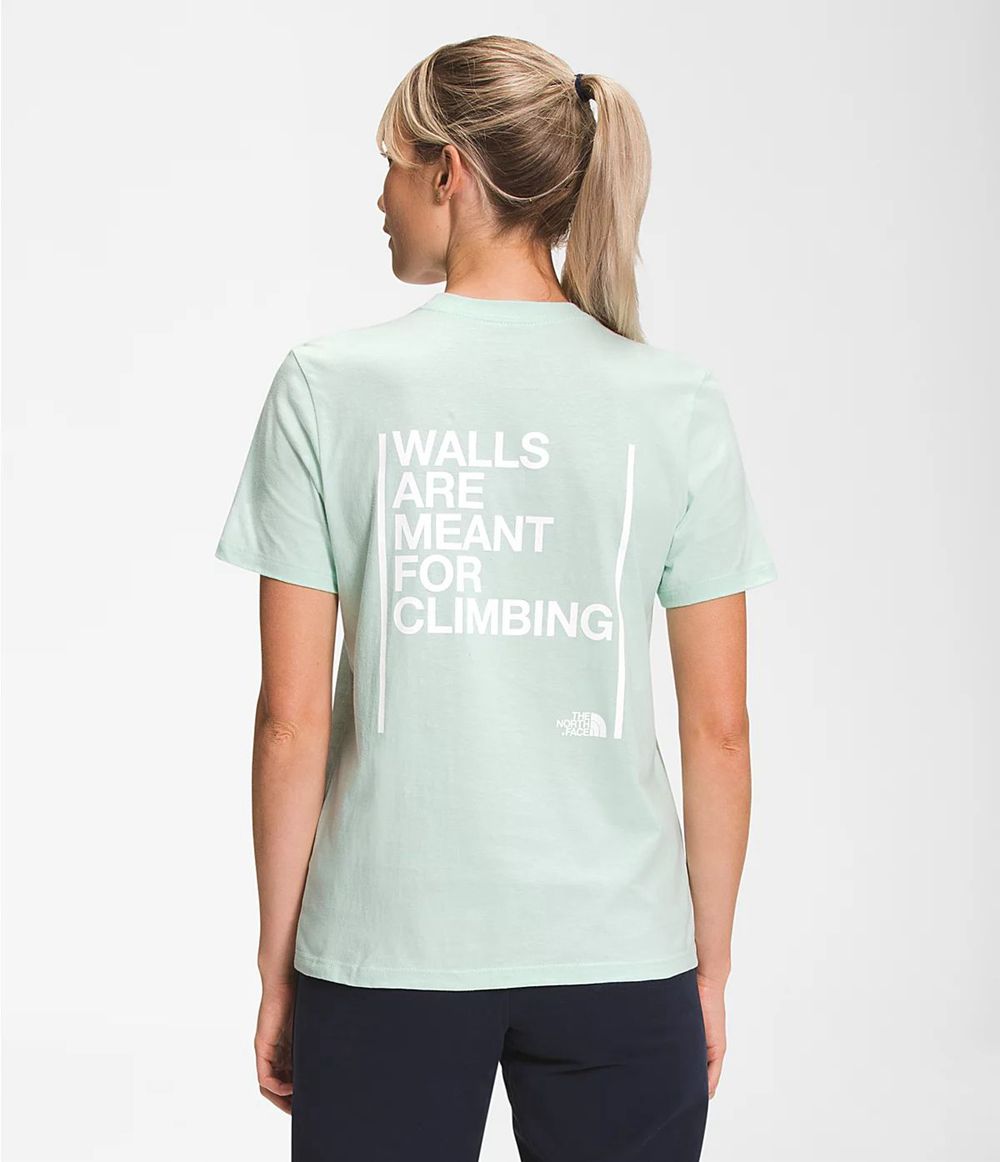 The North Face Kurzer Ärmel Walls T-Shirts Damen - Türkis CH-740TLRA